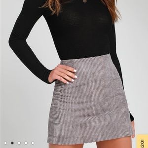 Lulu’s High Class Light Grey Corduroy Mini Skirt - NWT size XS